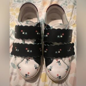 Fendi Floral Tennis Shoes with Velcro straps, Size 37